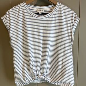 Evereve Blue & White Striped Tie Front Sleeveless Top Size S